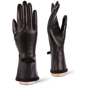 Перчатки ELEGANZZA зимние, натуральная кожа, подкладка, размер 6.5(XS), черный