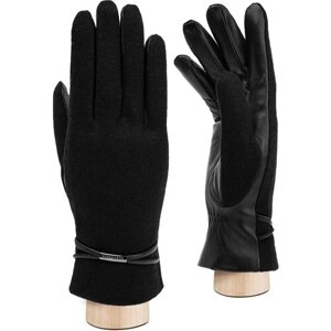 Перчатки ELEGANZZA зимние, натуральная кожа, подкладка, сенсорные, размер 6, черный