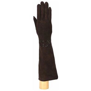 Перчатки FABRETTI, демисезон/зима, удлиненные, подкладка, размер 6.5, коричневый