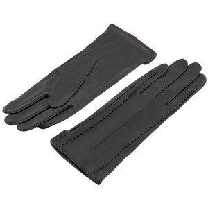 Перчатки Kasablanka демисезонные, натуральная кожа, размер 7.0, черный