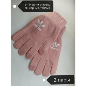 Перчатки , размер 20см, белый, розовый