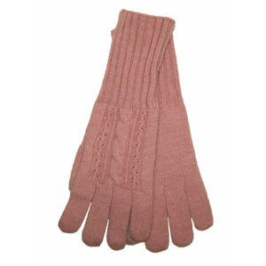 Перчатки Vacss, демисезон/зима, шерсть, сенсорные, вязаные, удлиненные, размер универсальный, розовый