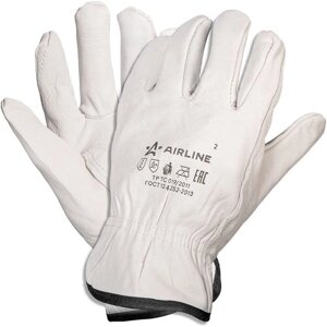 Перчатки водительские, натуральная мягкая кожа (XL) белые ADWG105 AIRLINE