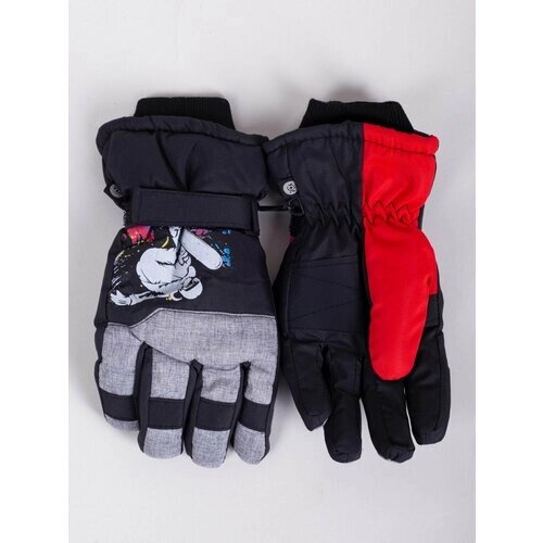 Перчатки Yo! зимние с подкладкой из флиса, мембранные, размер 16, черный, красный