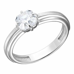 Перстень UVI Серебряное кольцо с Фианитом, серебро, 925 проба, родирование, фианит, размер 18, серебряный, бесцветный