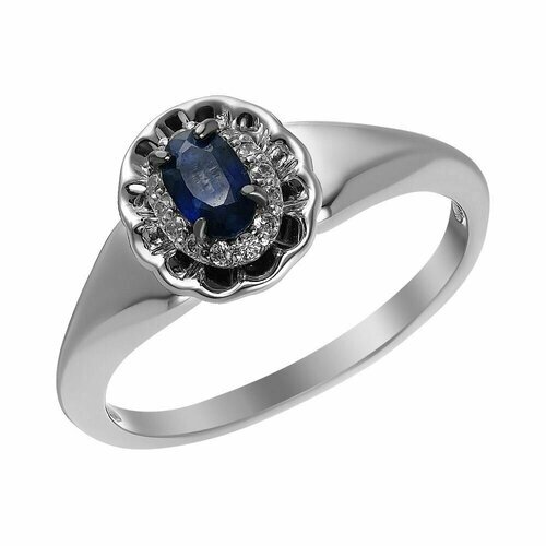 Перстень UVI Ювелирочка, серебро, 925 проба, сапфир, фианит, синий, бесцветный