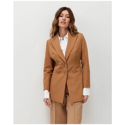 Пиджак Beexist, удлиненный, силуэт полуприлегающий, размер L, бежевый, коричневый