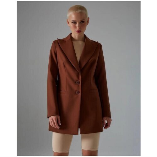 Пиджак Beexist, удлиненный, силуэт полуприлегающий, размер XL, коричневый