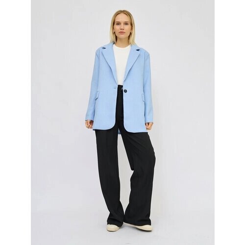 Пиджак BrandStoff, удлиненный, оверсайз, размер 46, голубой