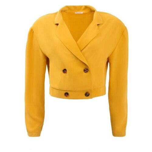 Пиджак Minaku, укороченный, силуэт полуприлегающий, размер 42/XS, желтый, горчичный