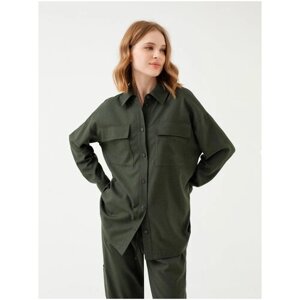 Пиджак Pompa, средней длины, силуэт прямой, размер 42, зеленый