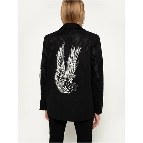 Пиджак SKVO, удлиненный, силуэт свободный, размер L, черный