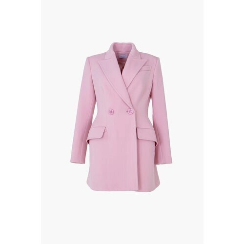 Пиджак , средней длины, силуэт полуприлегающий, размер 44/46, розовый