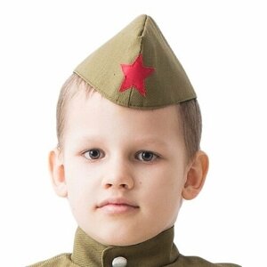 Пилотка военная детская на парад 9 мая, объем головы 52 см, на 5-8 лет