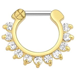 Пирсинг 4Love4You, кольцо, нержавеющая сталь, фианит, размер 8 мм., золотой