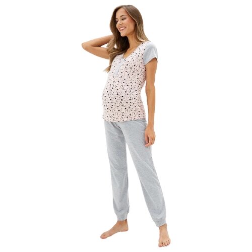 Пижама 3 предмета ФУТ. брюки (серый) для беременных и кормящих, Magic Jewel, Россия (42-50) 55001-1 (Серый; Размер 42)