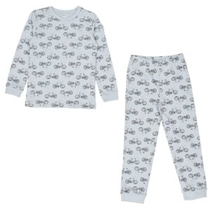 Пижама Белый Слон, брюки, манжеты, на резинке, размер 116, голубой