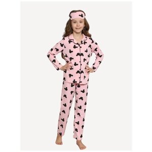 Пижама детская для девочки ПижаМасс, розовая с Микки Маусом, размер 104