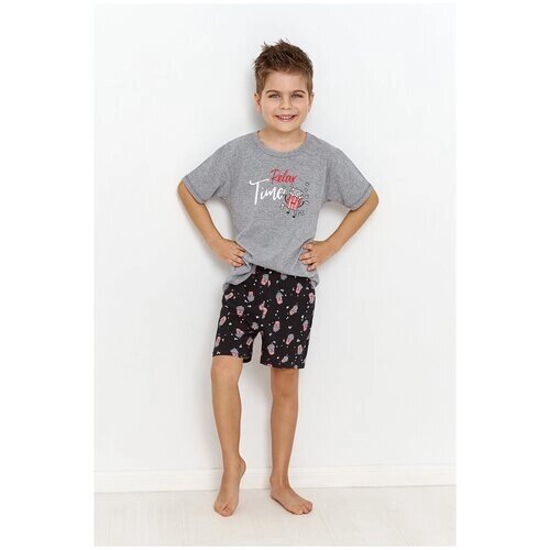 Пижама детская для мальчиков TARO Relax 2897-2898-01, футболка и шорты, серый (Размер: 110)