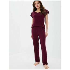 Пижама Luisa Moretti, брюки, короткий рукав, размер L, бордовый