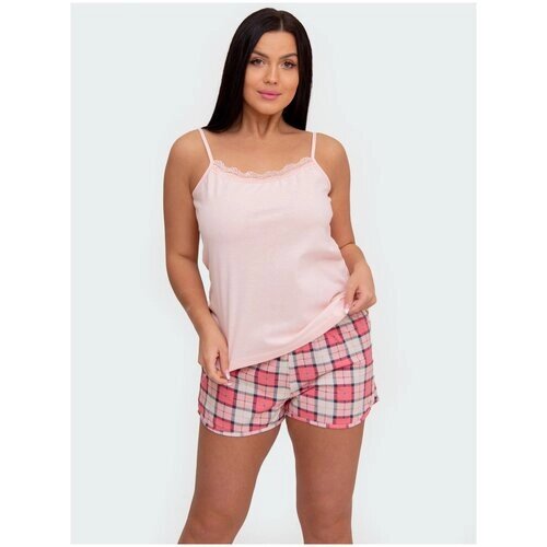 Пижама Modellini, шорты, майка, застежка отсутствует, без рукава, размер 42, розовый