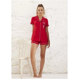 Пижама Relax Mode, короткий рукав, размер 44, красный