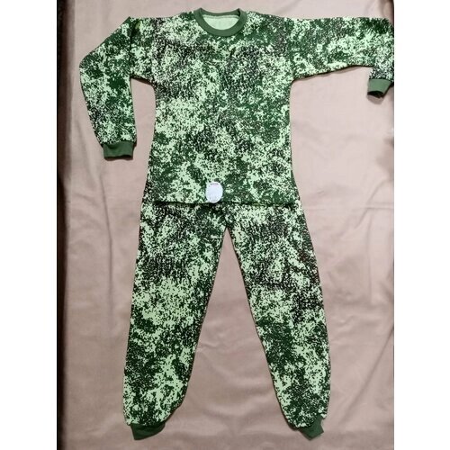 Пижама РУСЬ, джемпер, брюки, на резинке, манжеты, брюки с манжетами, размер 134-68, зеленый, мультиколор
