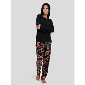 Пижама VITACCI, джемпер, брюки, длинный рукав, размер 44-46 (L), черный