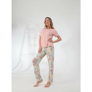 Пижама VITACCI, футболка, брюки, пояс на резинке, размер 48-50 (XXL), розовый
