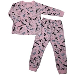Пижама Золотой ключик, брюки, лонгслив, пояс на резинке, без карманов, рукава с манжетами, брюки с манжетами, размер 122 (30), розовый