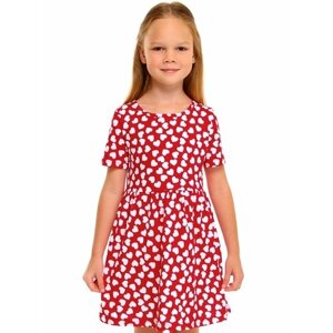 Платье Апрель, размер 60-116, белый, красный
