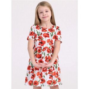 Платье Апрель, размер 68-134, белый, красный