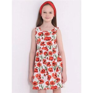 Платье Апрель, размер 76-146, белый, красный