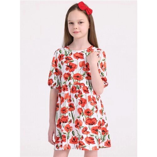 Платье Апрель, размер 76-146, белый, красный