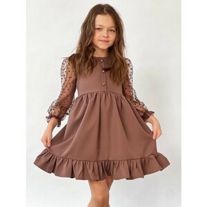 Платье Бушон, размер 104-110, коричневый