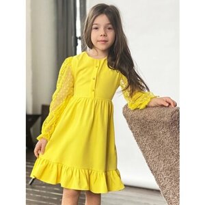 Платье Бушон, размер 104-110, желтый