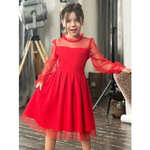 Платье Бушон, размер 110-116, красный