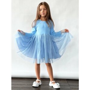 Платье Бушон, размер 122-128, голубой