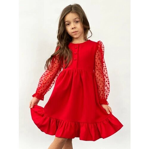Платье Бушон, размер 128-134, красный