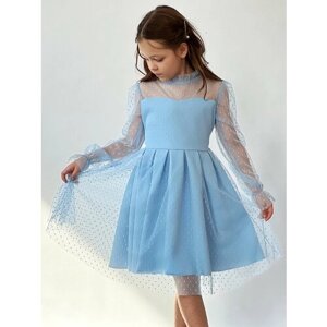 Платье Бушон, размер 140-146, голубой