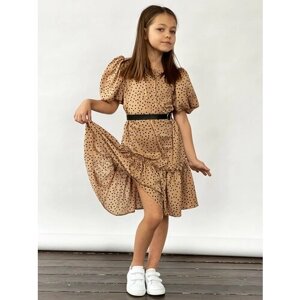 Платье Бушон, размер 140-146, коричневый