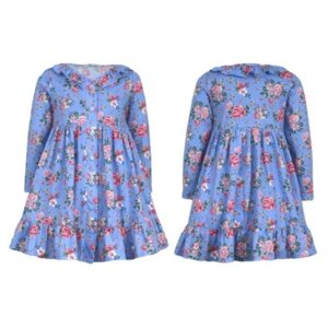 Платье для девочки, цвет голубой/розы, рост 128 см