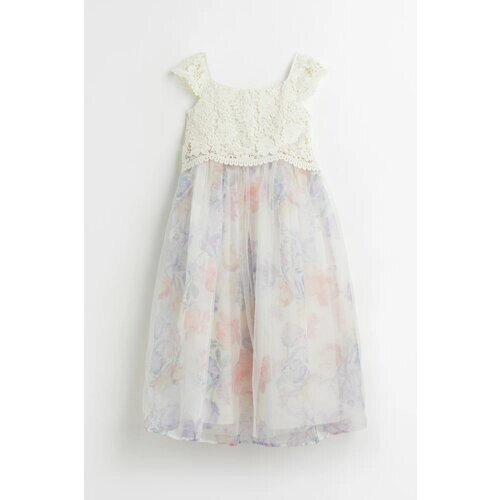 Платье H&M, размер 134, белый, голубой