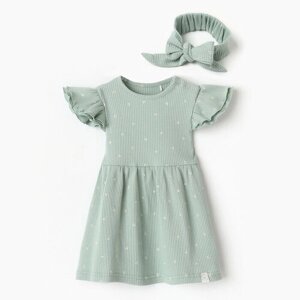 Платье Крошка Я, размер 80/86, зеленый