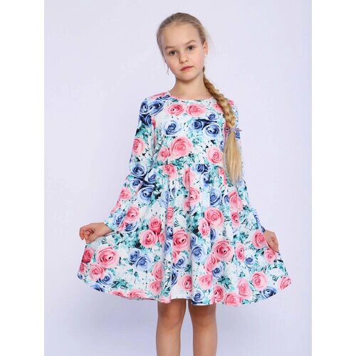 Платье Милаша, размер 134, синий, розовый