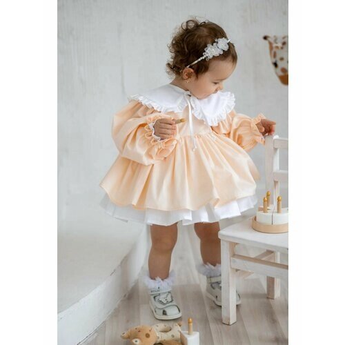 Платье, размер 1-1,5 года, оранжевый, розовый