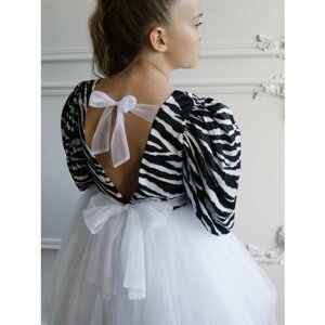 Платье, размер 128-134, черный, белый