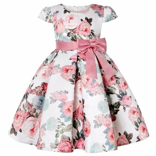 Платье, размер 130, розовый, белый