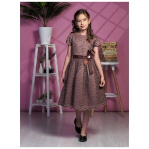 Платье Selina Style, размер 7 лет, бежевый