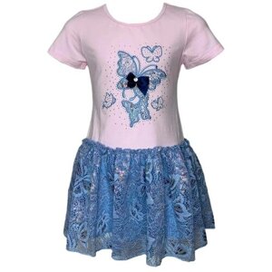Платье TIGABEAR, размер 116, розовый, голубой